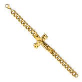 Chisel Stainless Steel Polished Yellow IP-plated Crucifix 8.25 inch Bracelet